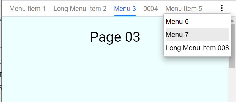 The menu.html in the browser